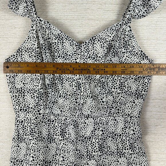 Dalmatian Print Sleeveless Ruffle Strap Romper Mod On Trend  Womens L Feminine - Picture 10 of 12